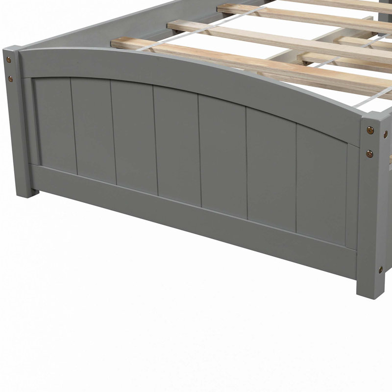 Lit plateforme simple avec lit gigogne, Gris