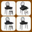 54 Inch Vanity Dresser with LED Mirror, 4 Drawer Dressing Table Set with Stool-1070750676