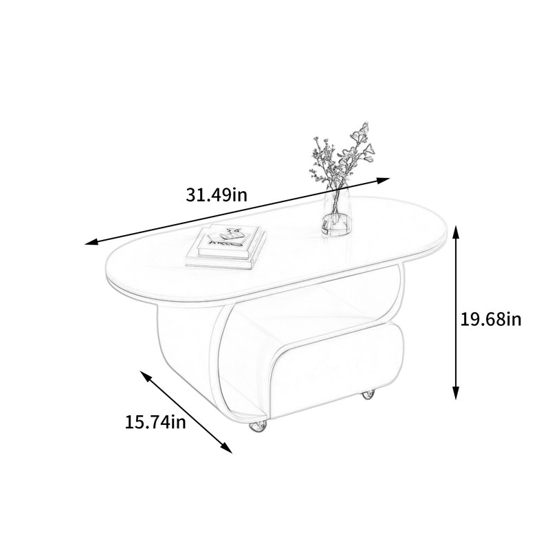 Table basse Nordic, H 19,68 po x L 31,49 po x l 15,74 po, Blanc / Crème