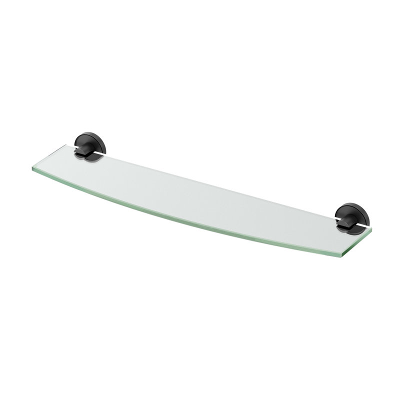 Sky Curved Glass Bracket Shelf, Matte Black
