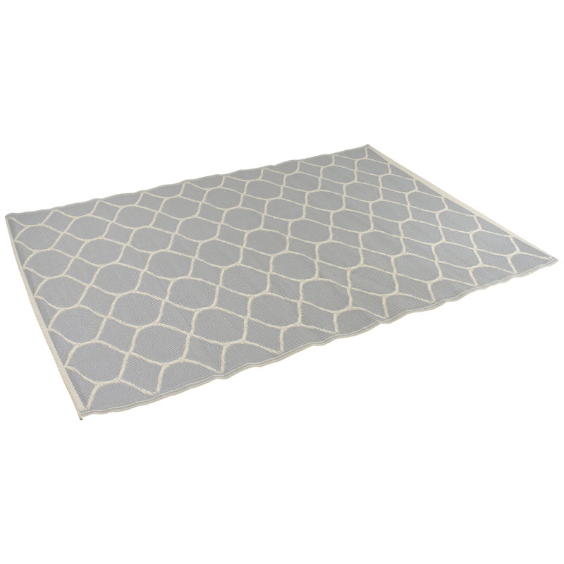 Tapis d'extérieur rectangulaire à motif alvéolaire gris et beige 4 pi x 6 pi