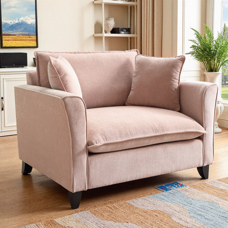 Fauteuil d'appoint simple avec coussin pour le salon, Chenille rose
