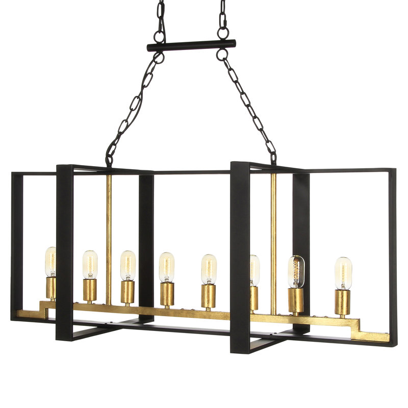 Luminaire suspendu rectangulaire à 8 lumières pour îlot de cuisine Manhattan