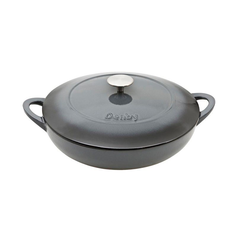 Denby Halo Cast Iron 3.8L Shallow Casserole, Halo/Gray Ombre