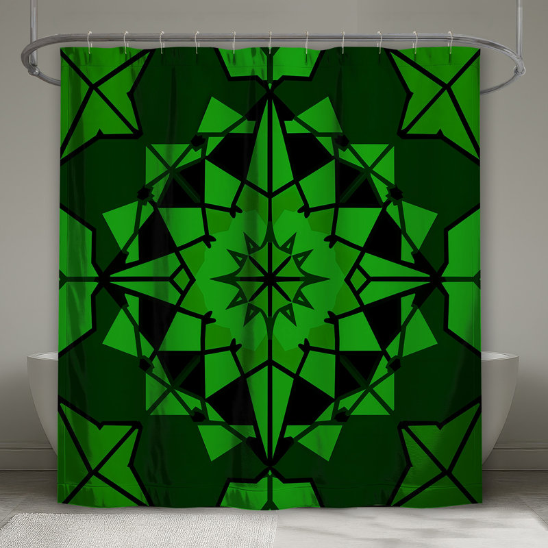 Rideaux de douche vert kaléidoscope, L 70 po x H 72 po