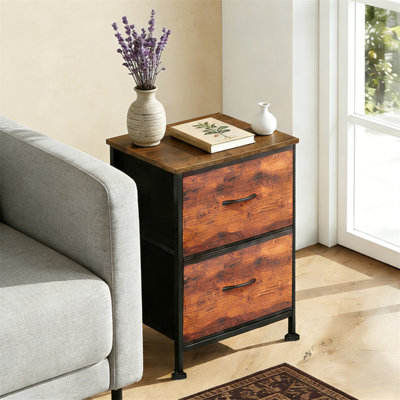 Set of 2 Fabric Nightstands with Steel Frame