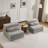 Compression Mahjong Sofa,Convertible Floor Sofa Bed,DIY Boneless Modular Sectional Sofa,No Assembly Required,Circle Fleece Fabric,Oversized 2 Seater With 2 Pillows,Light-Grey-701924991