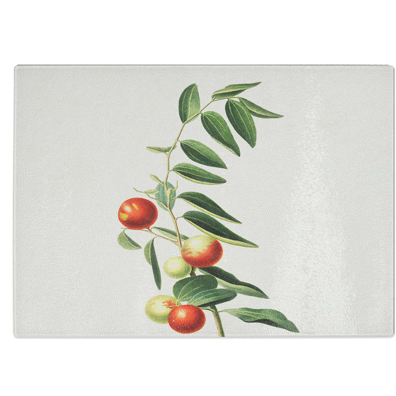 Tempered Glass Chinese Jujube Plant Chopping Board, 28.5 cm W x 20 cm L