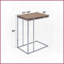 Table basse en chêne patiné peu encombrant avec base chromée, plateau pivotant pliable 12 po à 24 po par Danson