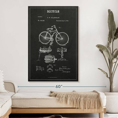 Bicyclette rétro brevet sur toile