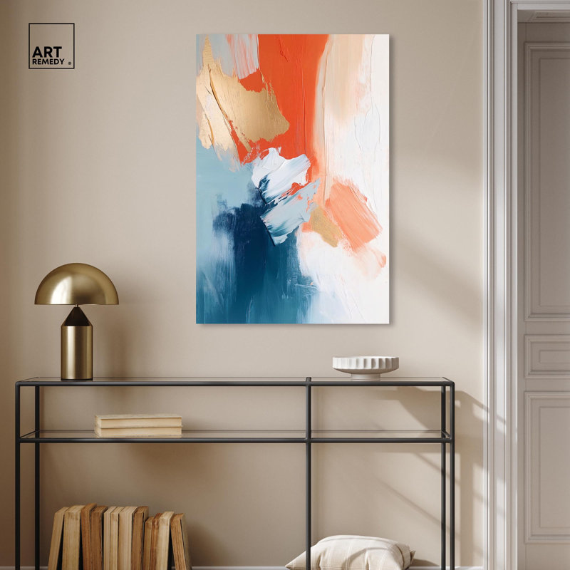 Art Remède marbré abstrait toile orange infusion II, H 36 po x l 24 po x P 1,5 po, Ne s’applique pas, Toile tendue