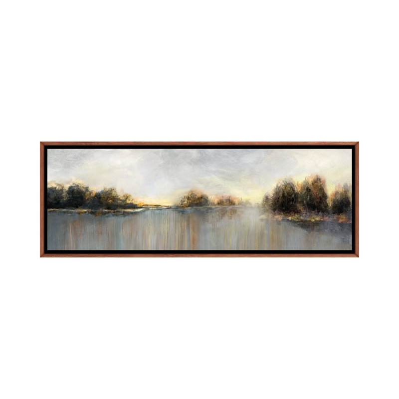 " Rain At Dawn " by Nan, Classic Brown Framed, 16" H x 48" W x 1.5" D
