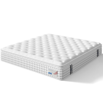 14 Inch King Memory Foam & Pocket Spring , Medium Firm Comfort, Spine Support, Euro Top Design, Lumbar Safe , White Bedroom Mattress