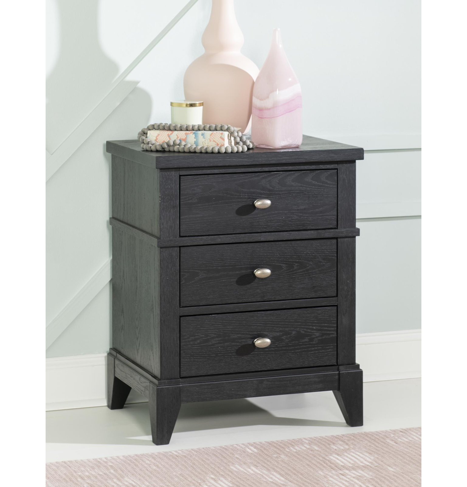 Today's Traditions 3-Drawer Nightstand with USB-C, Black