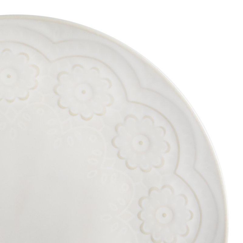 Linen Floral Porcelain Dinnerware Set, Service for 6