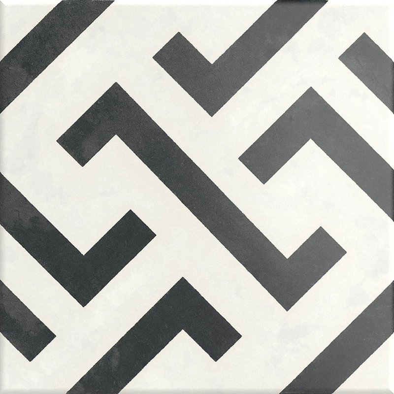 Istanelle Janian Black & White 8-in. Encaustic Matte Porcelain Wall & Floor Tile
