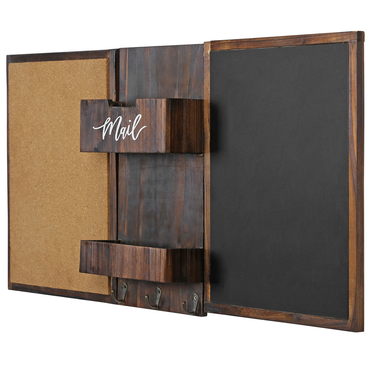 Millwood Pines Wall Mounted Entryway Organizer Rack With Chalkboard