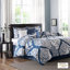 Ensemble d'édredon en coton 7 pièces pour grand lit Indigo-117508853
