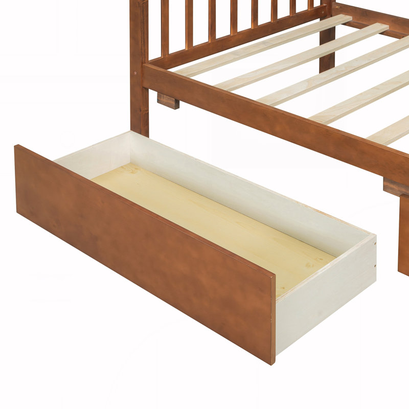Lit simple avec tiroirs, Noyer