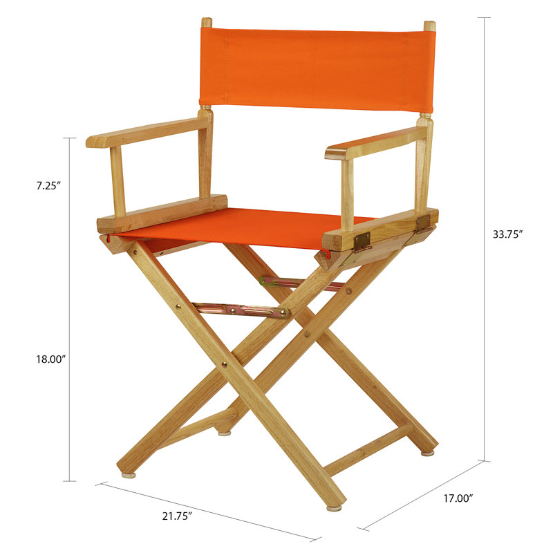 Chaise de réalisateur pliante 18 po, Naturel, Mandarine