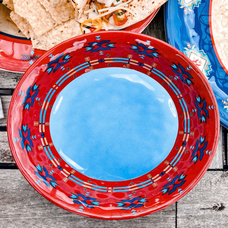 Ensemble de bols en mélamine en plastique à motif aztèque rouge / bleu Spirit Valley 4 pièces (ensemble de 4)