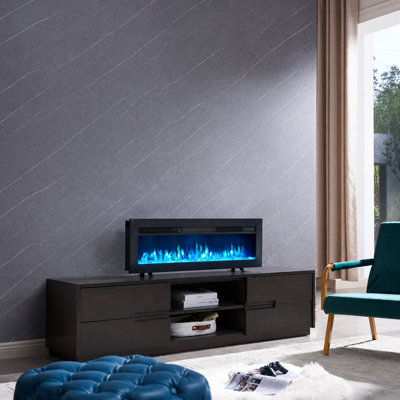 DILTON FLAMEKO Black Electric TV Stand