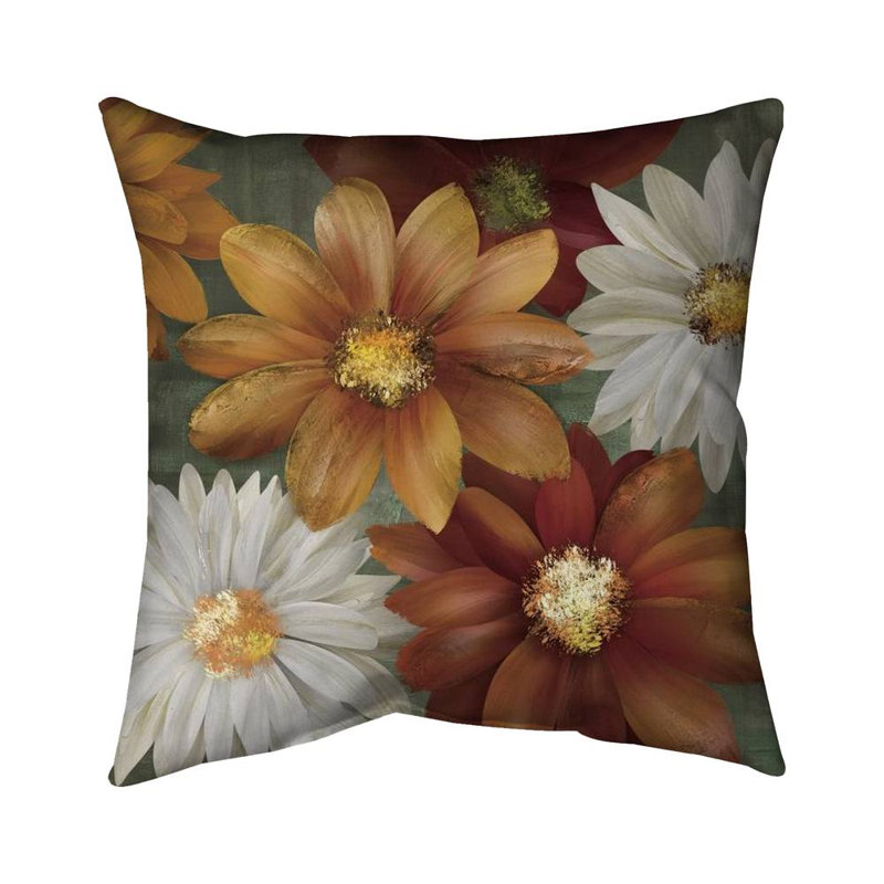 Fall colors flowers - 16"x16" Throw pillow cover - Poly twill - Print on demand, 16" x 16"