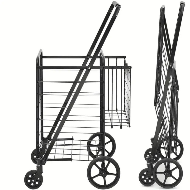 Chariot pliant - capacité de 110 lb, paniers doubles et roues pivotantes pour diverses utilisations