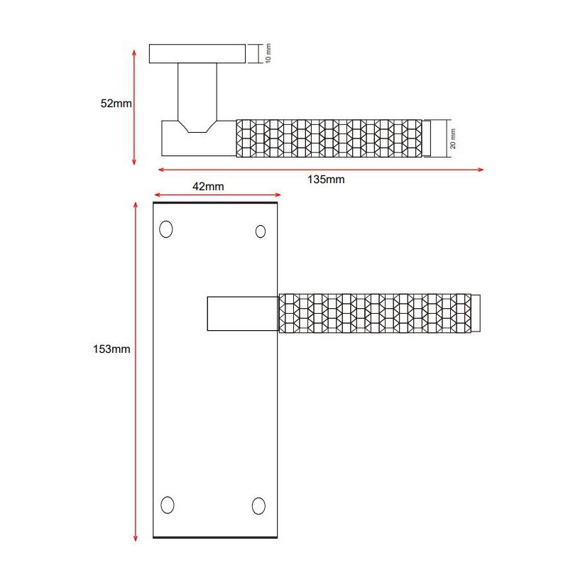 Golden Grace 5 Pairs Victorian Design Knurled Hex Cut Door Handle Bathroom and Lock Set Antique Brass Finish - 150mm x 40mm