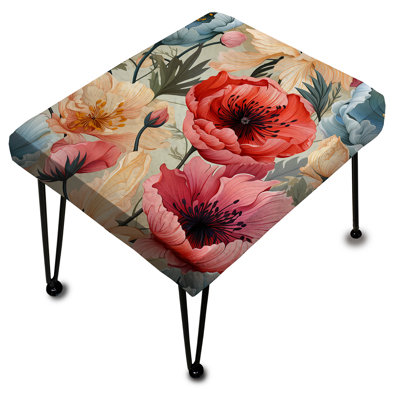 Rouge et beige Poppy Mosaic Melody - Repose-pieds rectangulaire éclectique