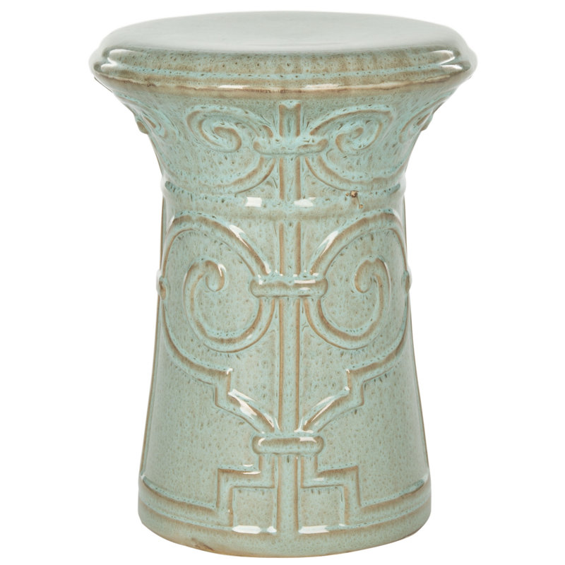 Jayesh Ceramic Accent Stool, Reactive Aqua