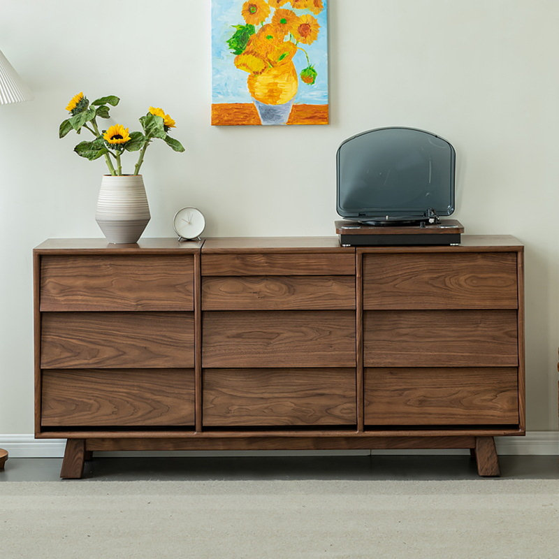 Table buffet à tiroirs avec mortaise et ténon, H 30,71 po x l 55,12 po x P 16,54 po
