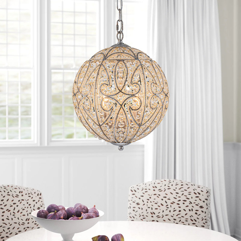 Luminaire suspendu sphère cristal , H 16,9 po x l 11,8 po x P 11,8 po