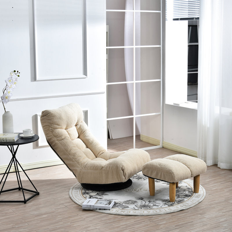 Fauteuil inclinable pour le balcon - réglable avec 3 sections de dossier et 14 sections de tête, siège à ressorts intégré, dossier ergonomique confortable de style japonais à dossier simple, 360