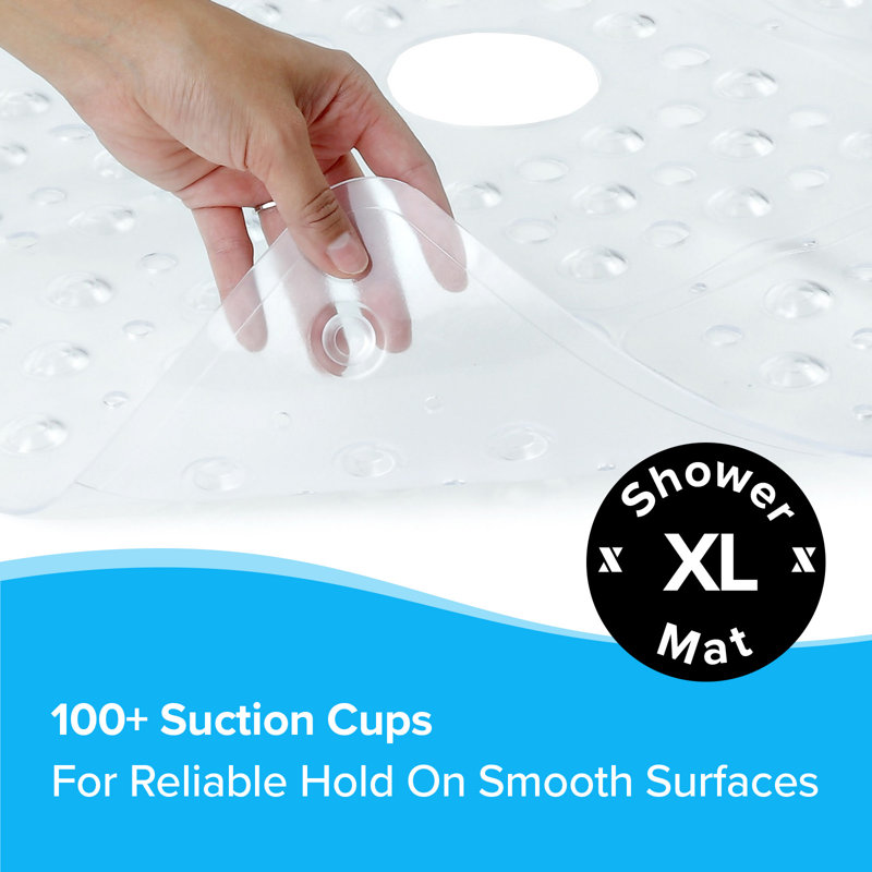 Clear Extra Large Non-Slip Square Shower Mat, 27"