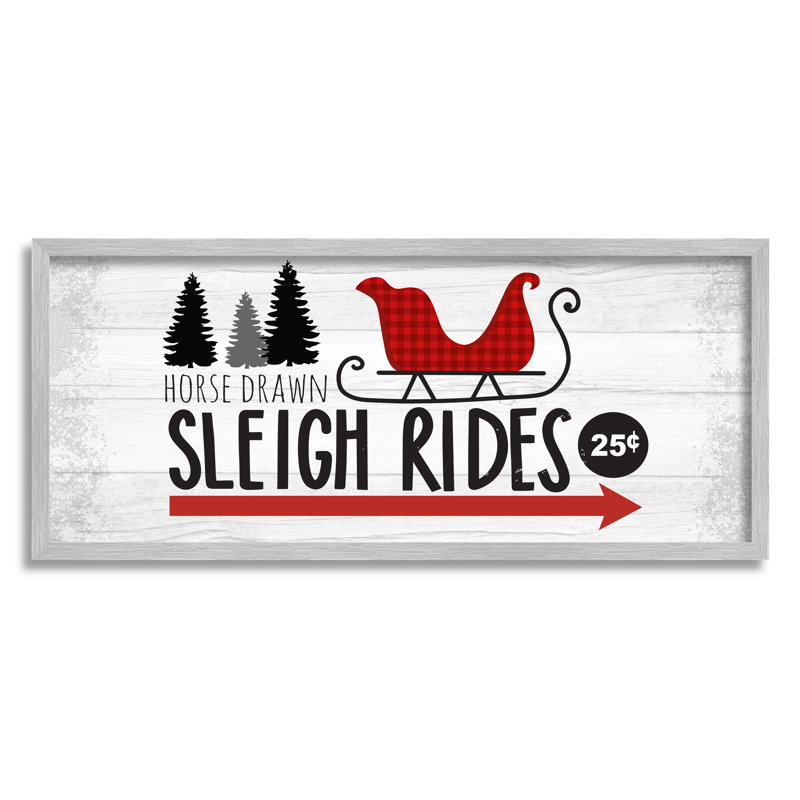 «Sleigh Rides» Rustic Grain, H 13 po x l 30 po x P 1,5 po, Estampe numérique Farmhouse
