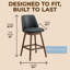  Tabouret de comptoir pivotant 26 po Rowan, finition noyer, cuir végétalien noir-131154113