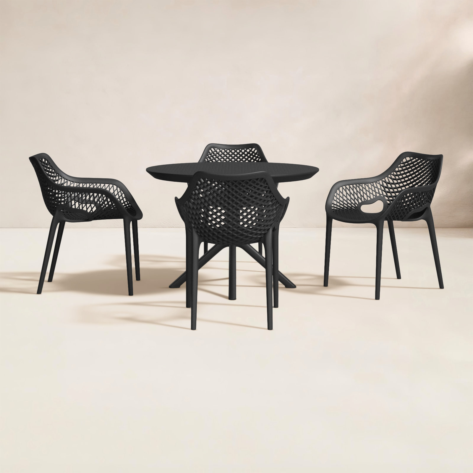 Farrah 41" Patio Dining Set, Black