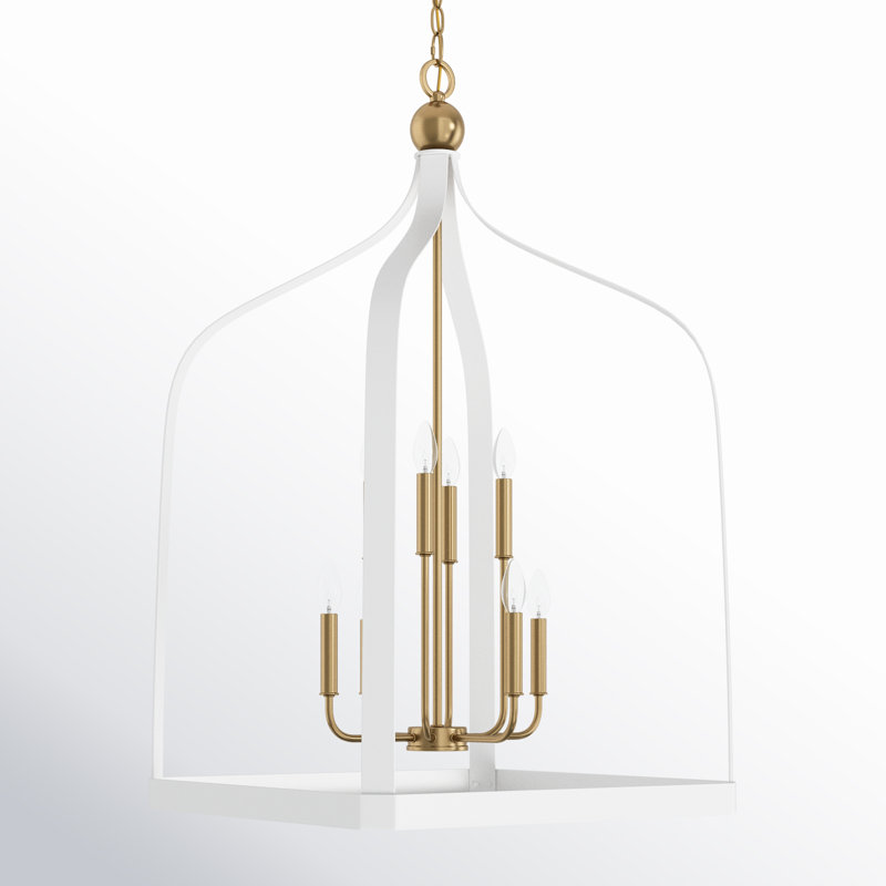 Electra 8-Light Lantern Birdcage Chandelier in White, White, 8 Lights, 41.5" H x 23.5" W x 23.5" D