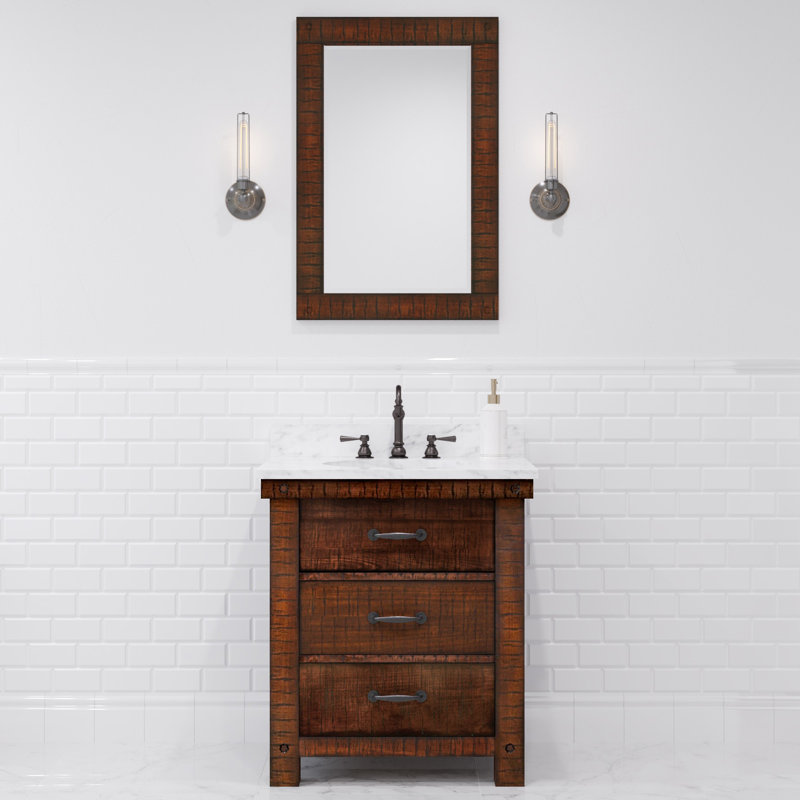 Jessen 30'' W Single Vanity, Carrara White, Rostic Sienna