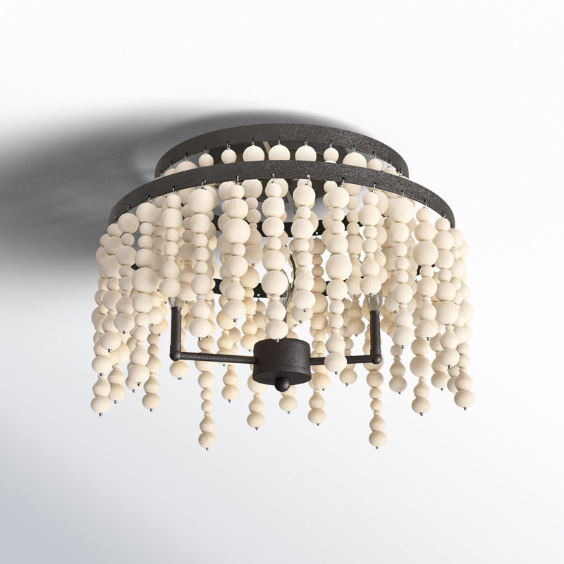 Marli Wood Semi Flush Mount, Bronze