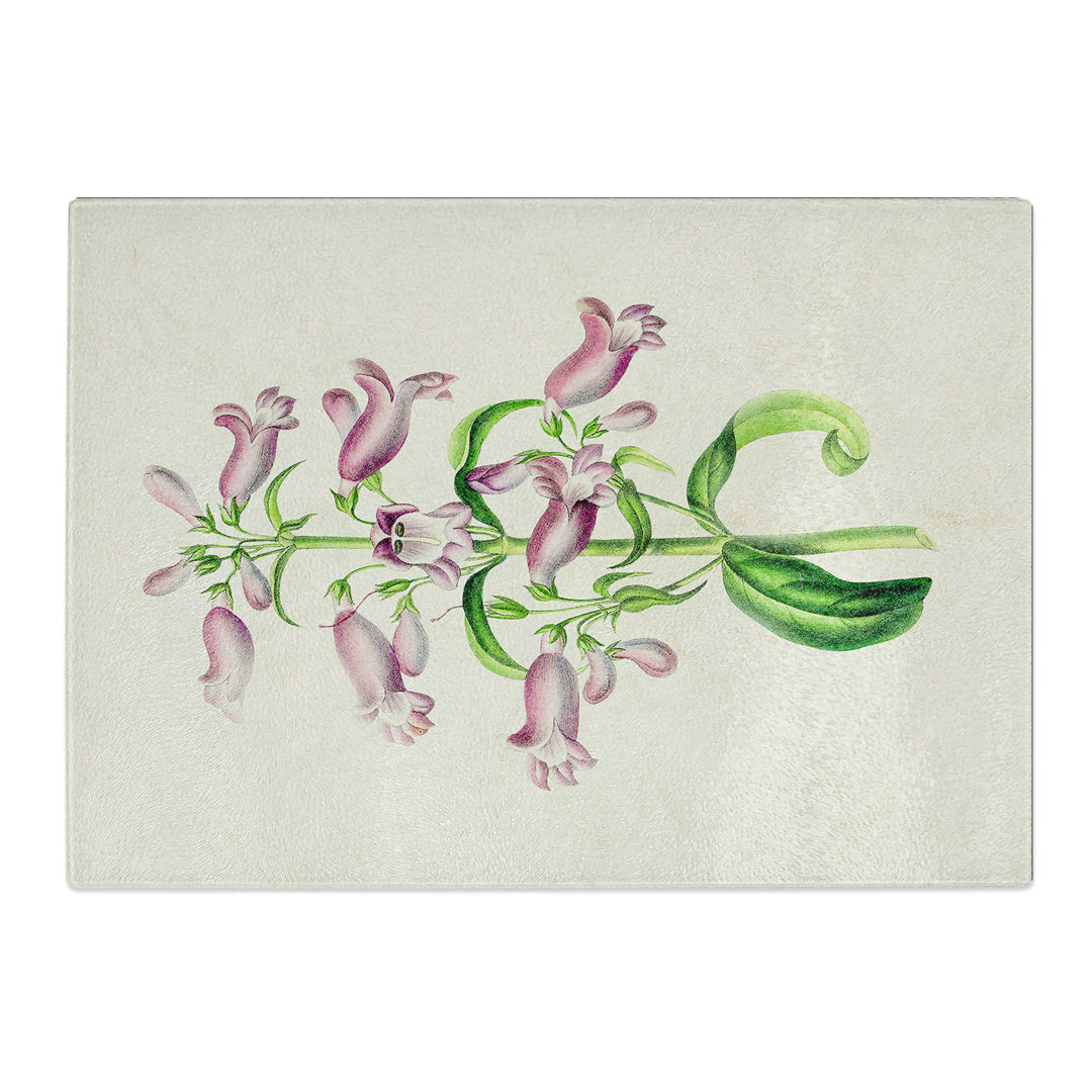 Tempered Glass Beardtongue Flower Illustration Chopping Board
