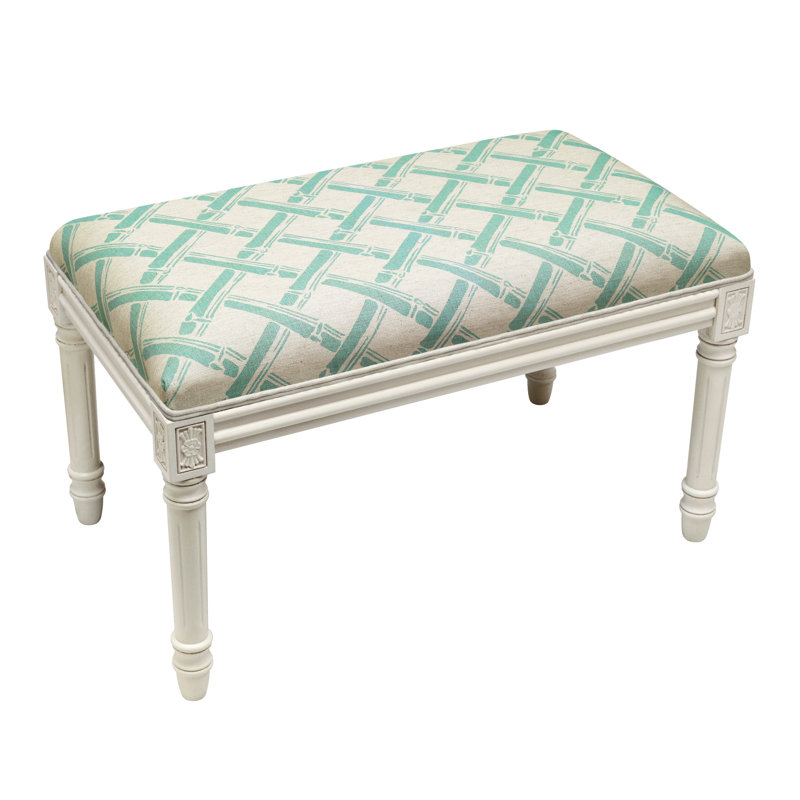 Barlet Linen Blend Upholstered Bench, Aqua