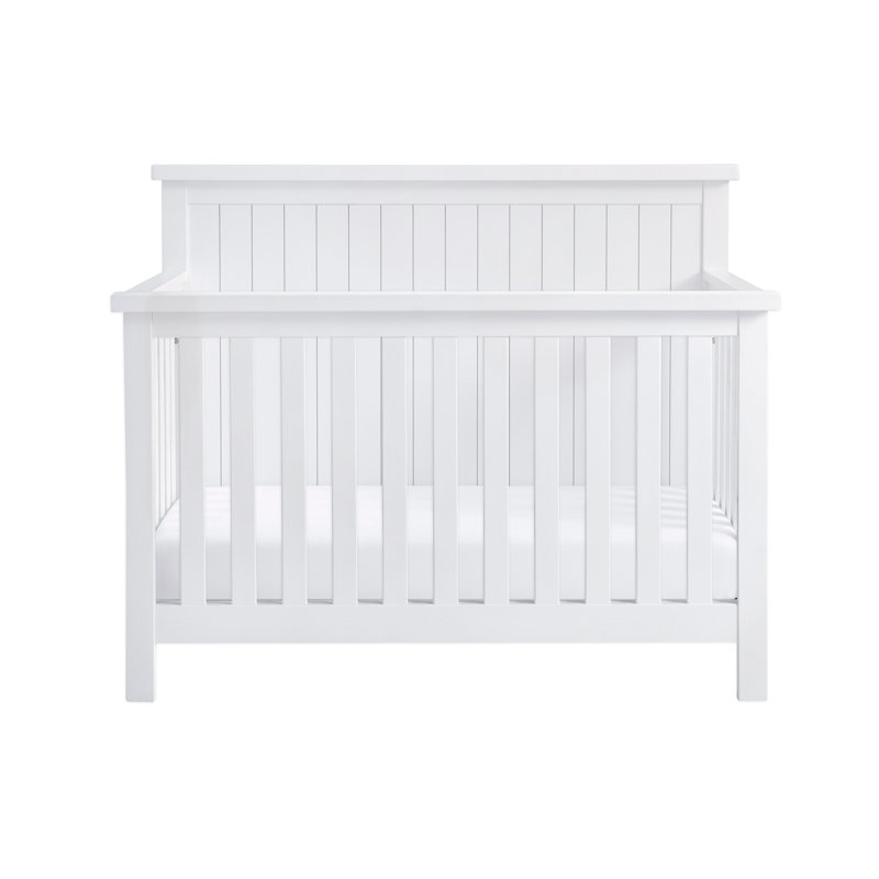 Whitewash Solid Wood 4-in-1 Convertible Crib