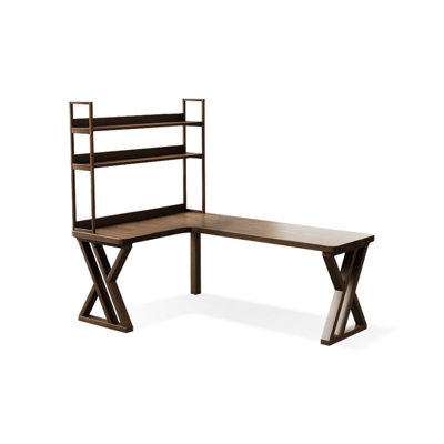 Bureau d'écriture rectangulaire en bois massif brun noisette
