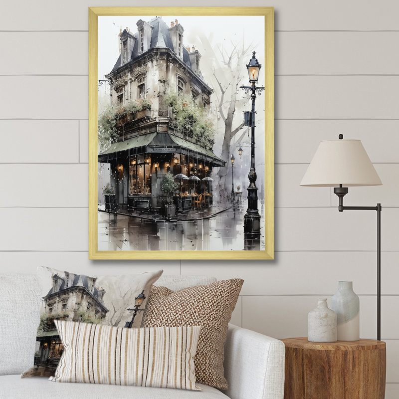 Paris Montmartre Mist - art mural Paris, H 20 po x l 12 po x P 1 po, Cadre photo doré