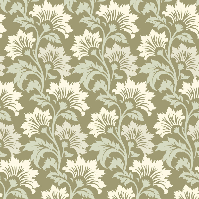 Papier peint botanique Wildflower - Olive Beige