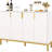 59.74" Luxury White & Gold Buffet Sideboard Cabinet With Storage & Geometric Doors For Living Room Decor