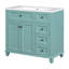  Vanity with Undermount Sink, Solid Wood Cabinet with 2 Drawers and Soft Closing Doors, Freestanding Unit, Teal