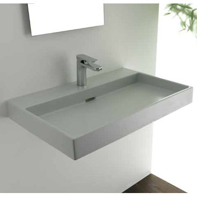 WS Bath Collections Urban 17.7'' White Ceramic Rectangular Bathroom Sink with Overflow